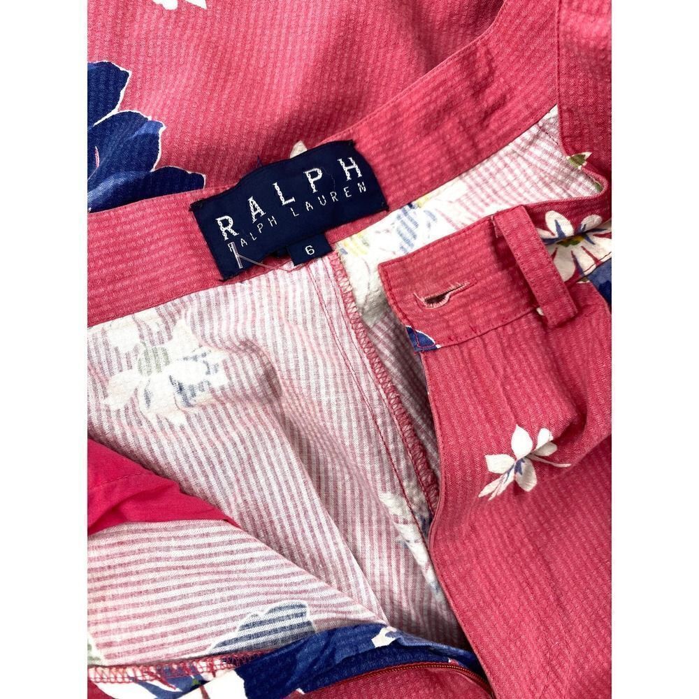 90s Ralph Lauren floral pants 6, vintage 1990s retro bark cloth jeans - Picture 9 of 10
